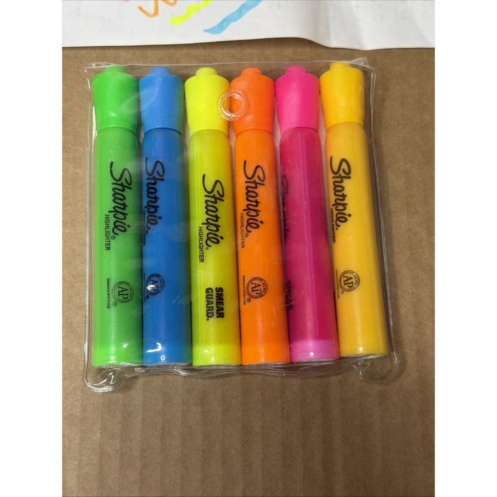 Sharpie Highlighter 25076 With Smear Guard, 6-Color Assortment